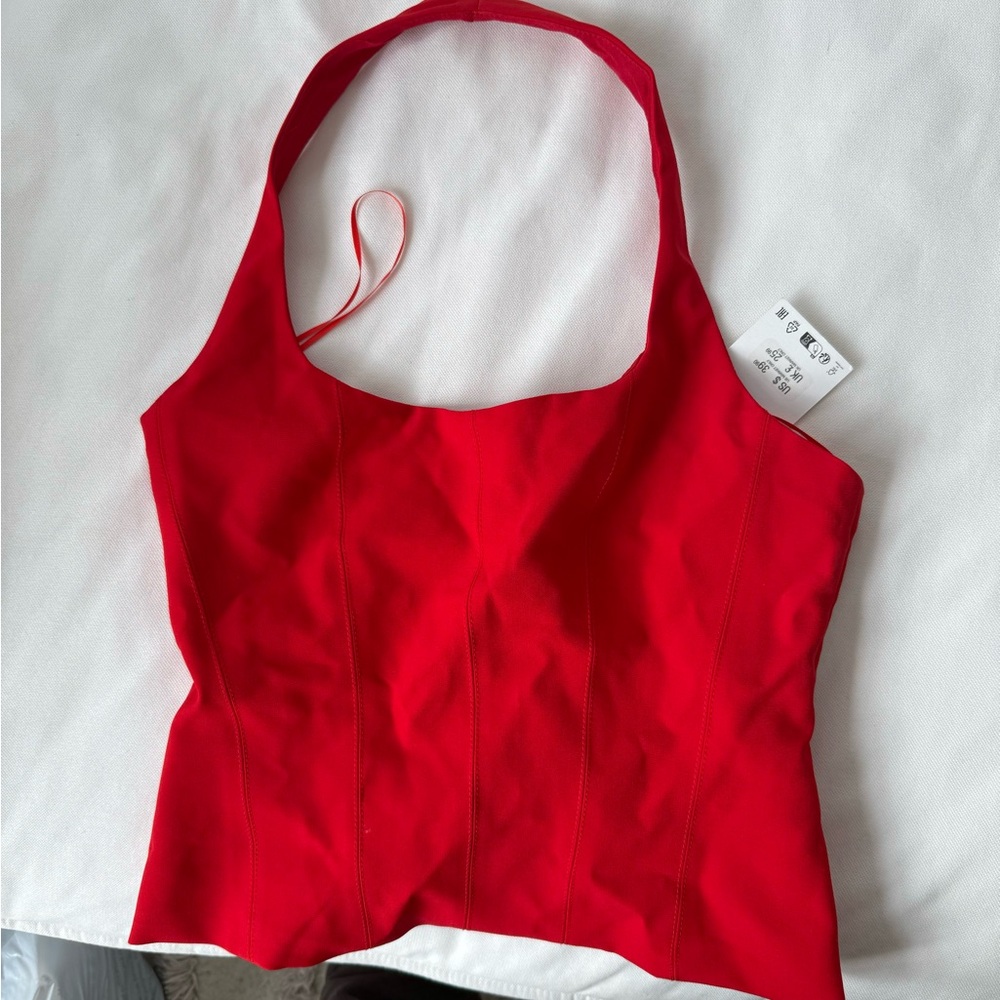 Zara Halter Corset Red NWT